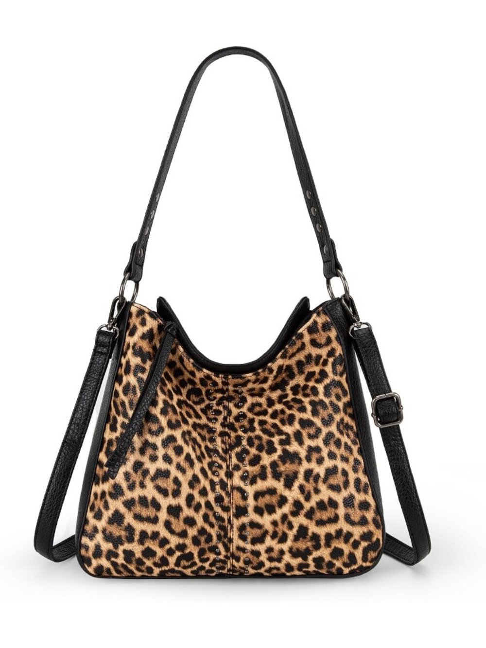 Women's Leopard Leather West Hobo Crossbody Leather Purse Ladies Shoulder Bag